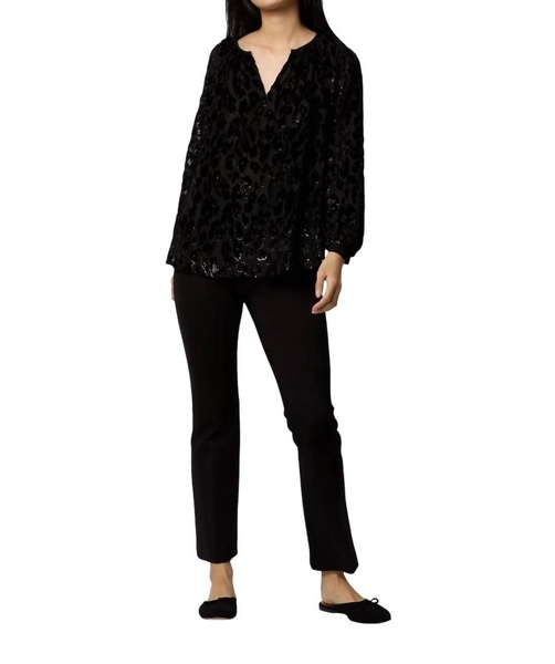 ariana blouse in black leopard fil coupé georgette