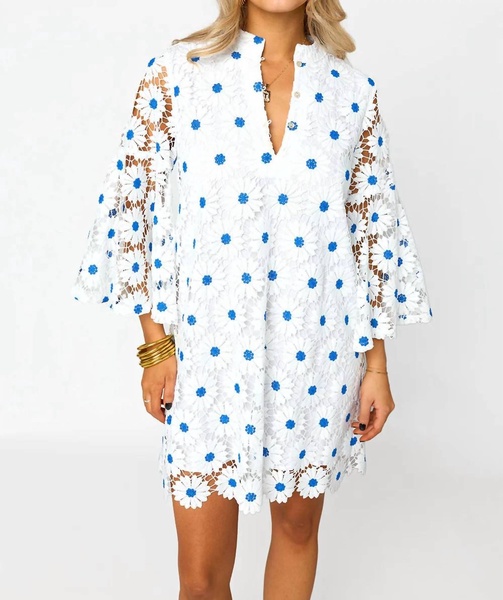 wren ultramarine lace mini dress in white