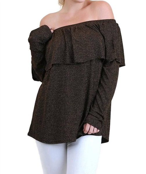 metallic ruffled tunic - plus in copper