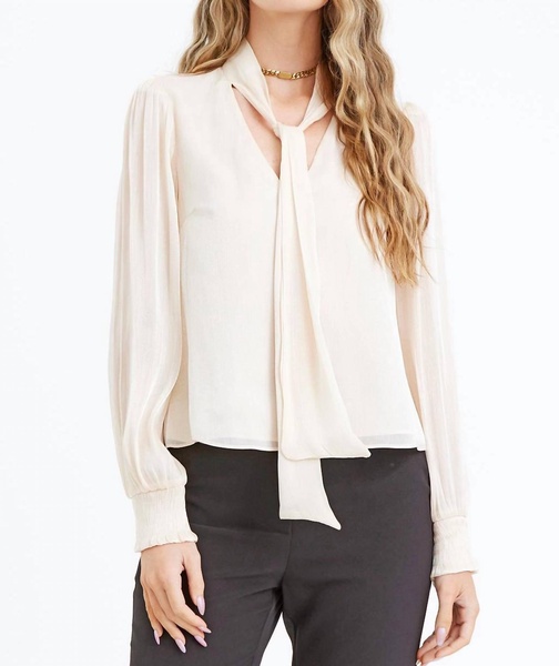 jisenia tie neck blouse in ivory