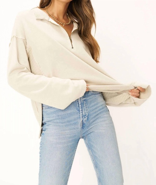 oliver collared half-zip sweatshirt in cream