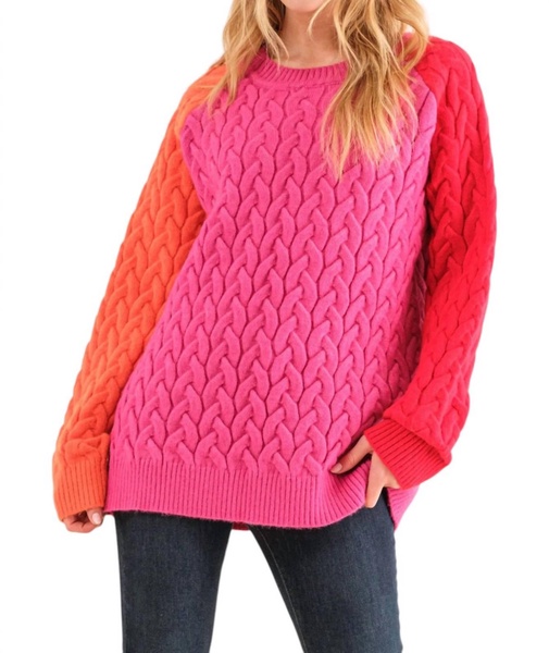 here we go again sweater in pink multi