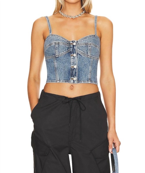 lola denim top in temor