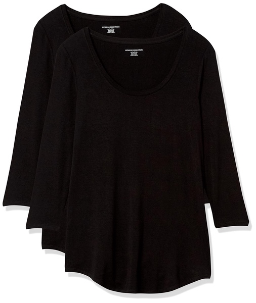 Amazon Essentials Women's 3/4 Sleeve Scoopneck Tunic, Pack of 2