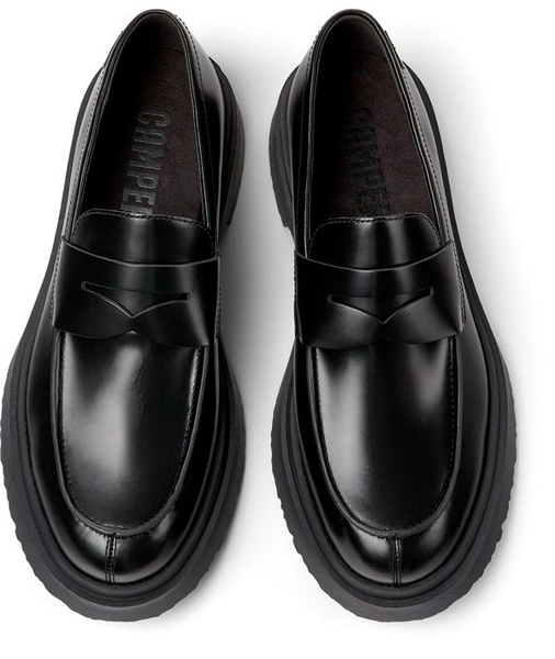 Black leather loafers for men