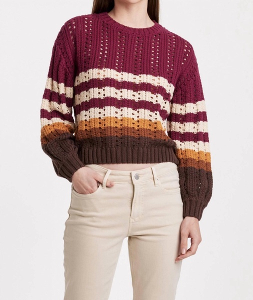 ginger stripe long sleeve sweater in red