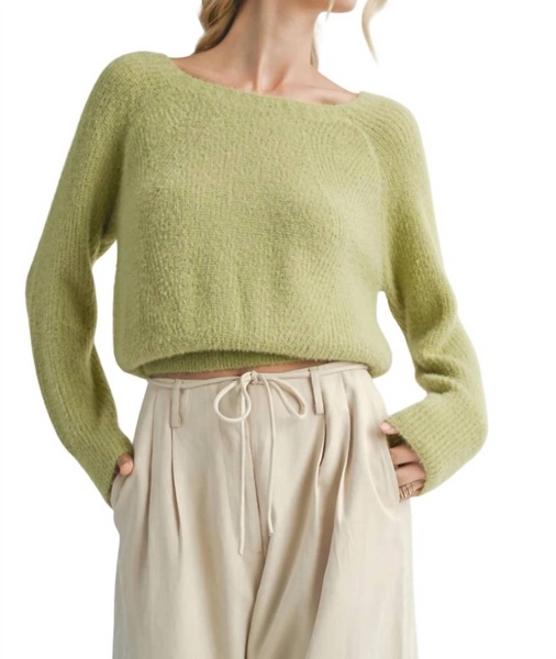 lydia fuzzy sweater in avocado