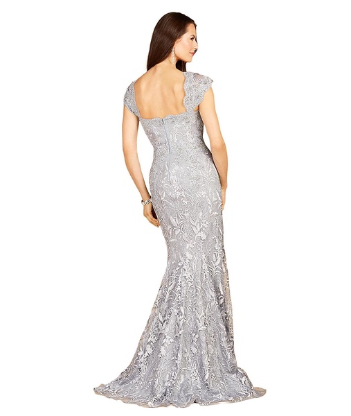 Women's Long Bell Sleeve V-Neck Beaded Gown