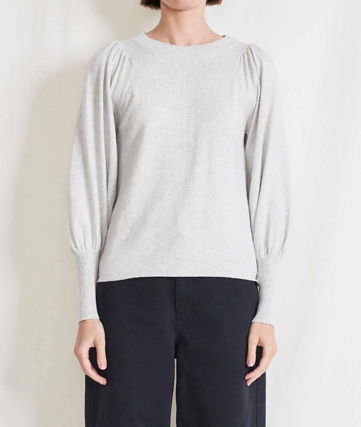 eco dewi puff sleeve crew top in grey