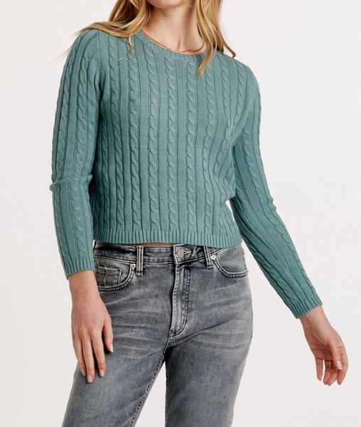 lupe cable knit sweater in slate blue