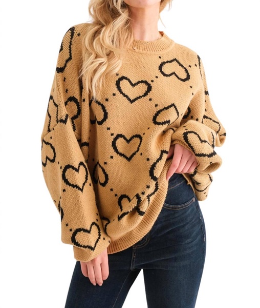 hearts abound jacquard sweater in sand
