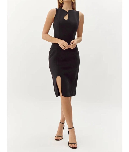 kayla wave cut sheath dress in black