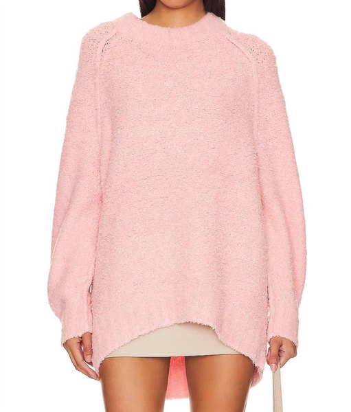 teddy sweater tunic in pale rosette