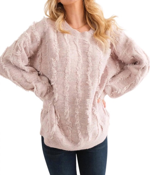 on the fritz fringe sweater in beige