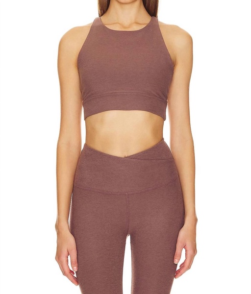 spacedye enlighten long line bra in truffle heather