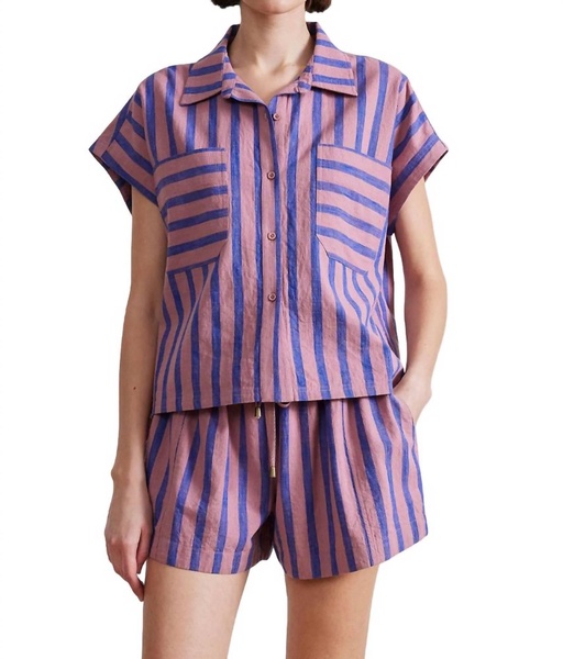 stripe frita box top in dusty rose, blue