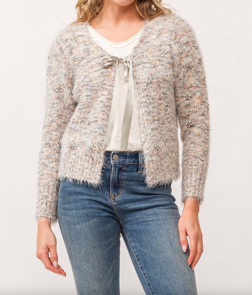 savoy snowy meadow bow cardigan in multi