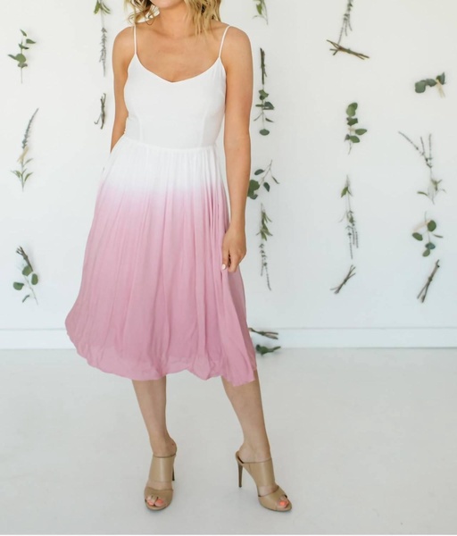 pink sunset maxi dress in white