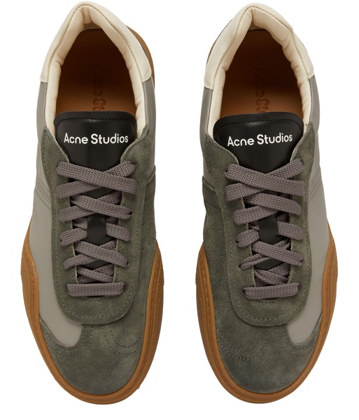 Logo suede-trimmed sneakers