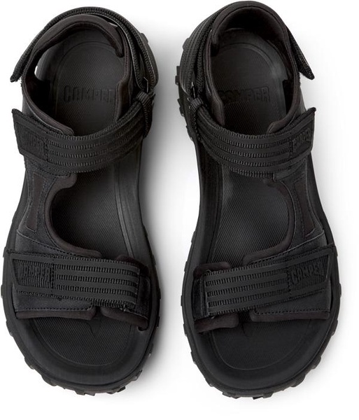 Black Recycled PET/Leather Sandals for Men.