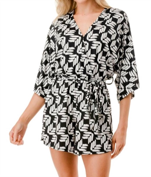 kimono sleeve romper in black
