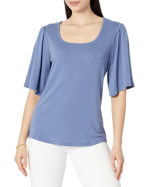 NIC+ZOE Women's Square Neck Flutter SLV Tee