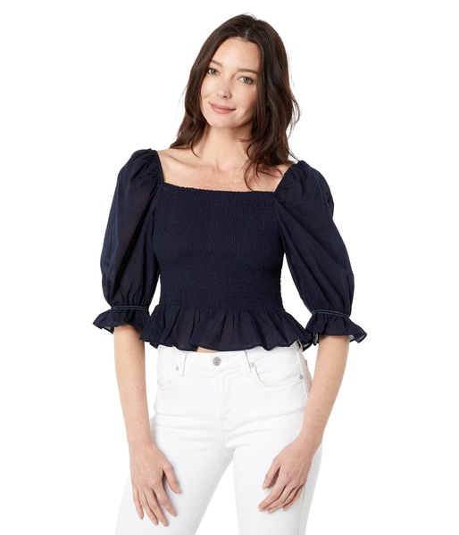 Tommy Hilfiger Women's Smocked Peplum Shirt Blouse