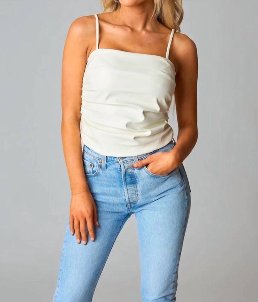 jolee vegan leather tank top in cream