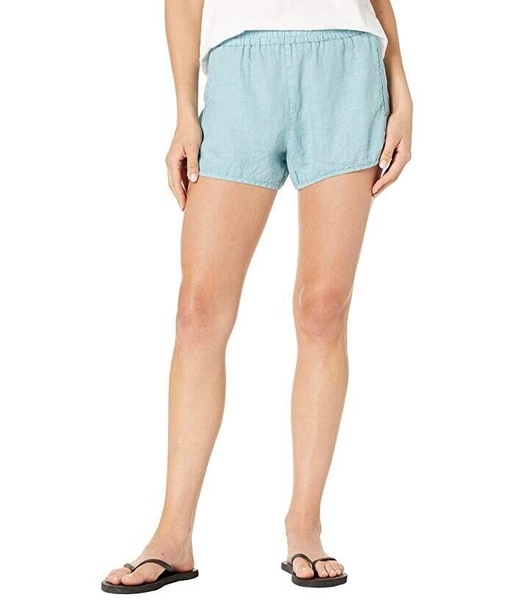 goin steady sweat shorts womens xs blue 100% linen elastic waist jdm153
