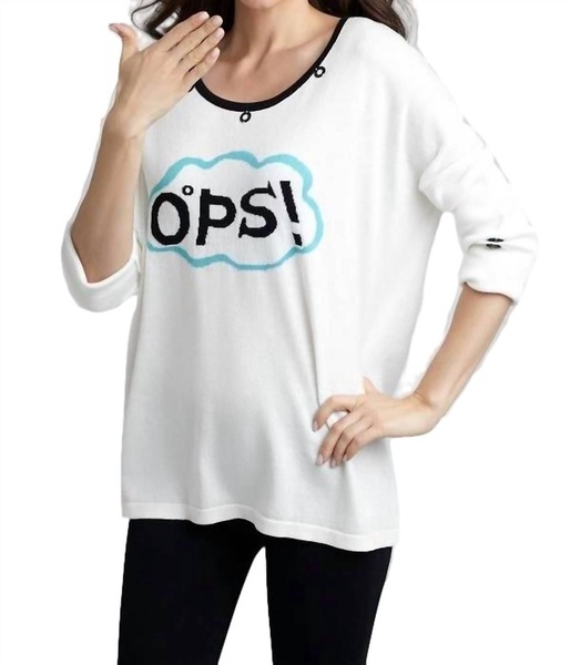 word cloud graphic sweater in white multi
