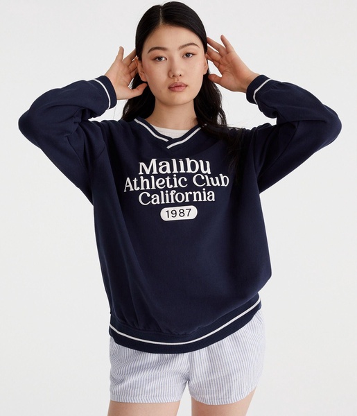 malibu athletic oversized v-neck sweatshirt