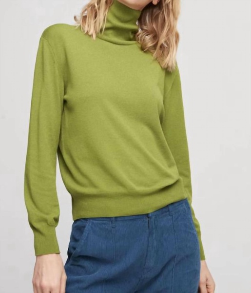 turtleneck in lime green