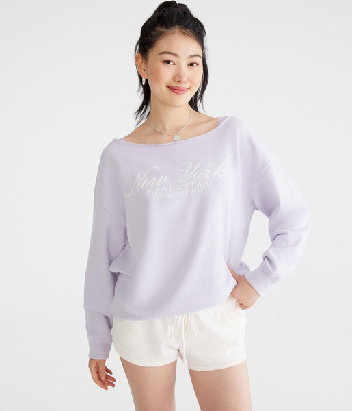 manhattan off-the-shoulder sweatshirt