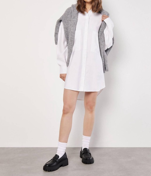 pinstripe oversized shirt dress in white