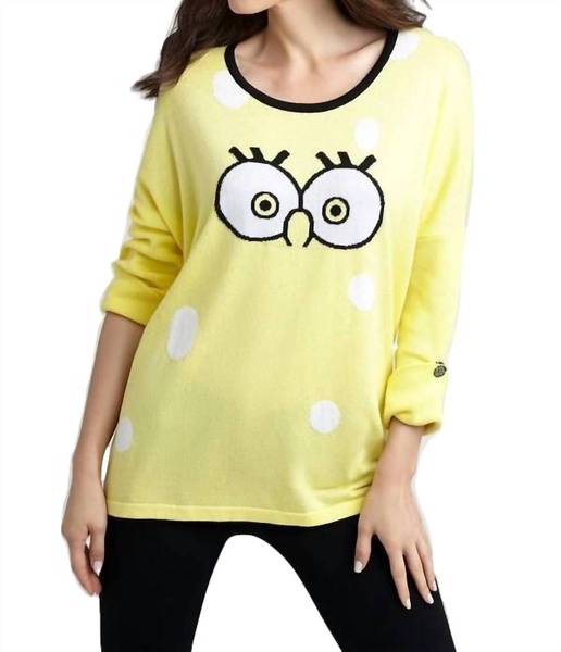 cartoon graphic sweater in yellow/white