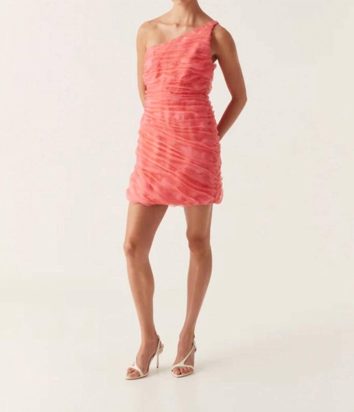 mercury iridescent mini dress in coral