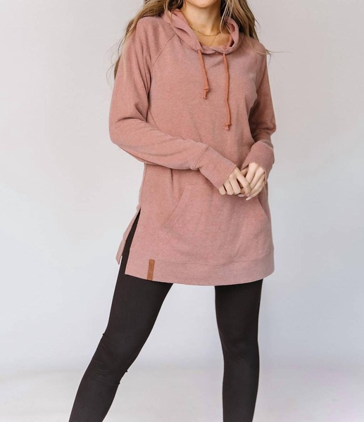 side slit hoodie sweatshirt in burnt sienna