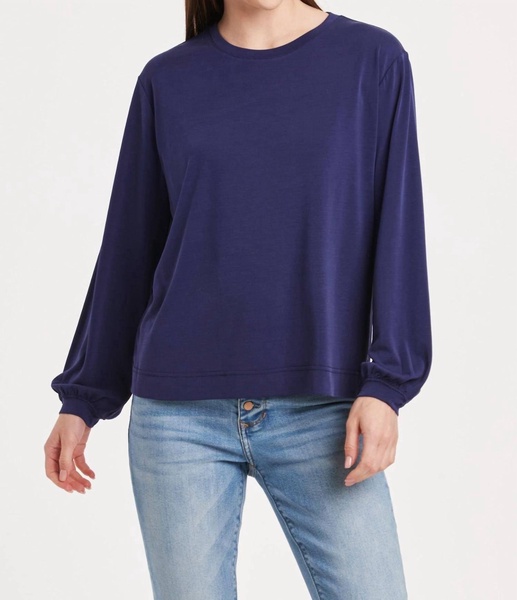 matilda basic long sleeve top in electric indigo