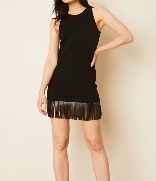 lana fringe hem dress in black