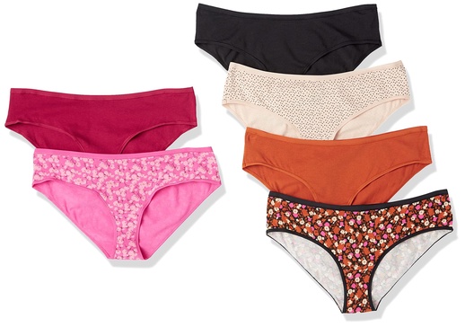 Amazon Essentials Women's Cotton Hipster Underwear, Pack of 6