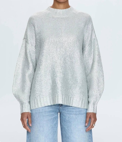 carlen mock neck sweater in snow disco