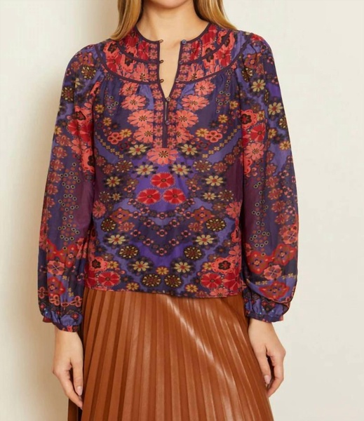 emery top in patchwork pansy