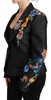Black Crystal Brocade Blazer Jacket