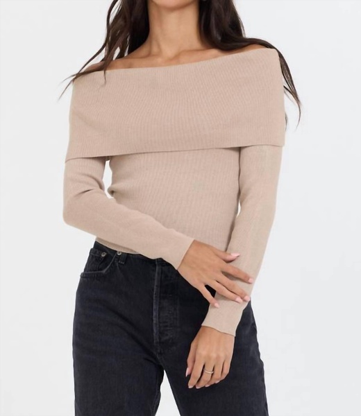 off shoulder sweater in heather oatmeal