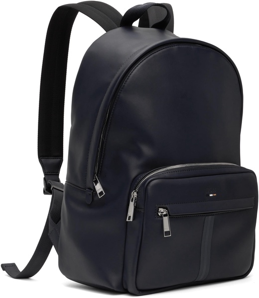 Navy Embossed-Logo Backpack
