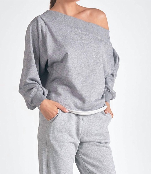 ls off shoulder top in gray