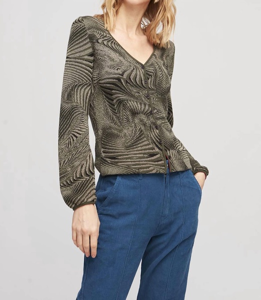 creteil blouson knit sweater in olive green