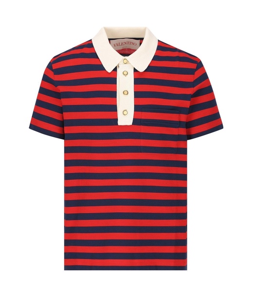 Striped Button Detailed Polo Shirt