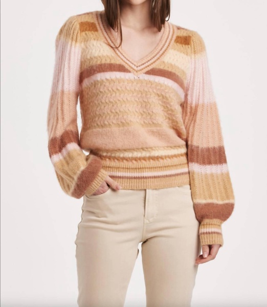 gia v-neck sweater top in copper rose
