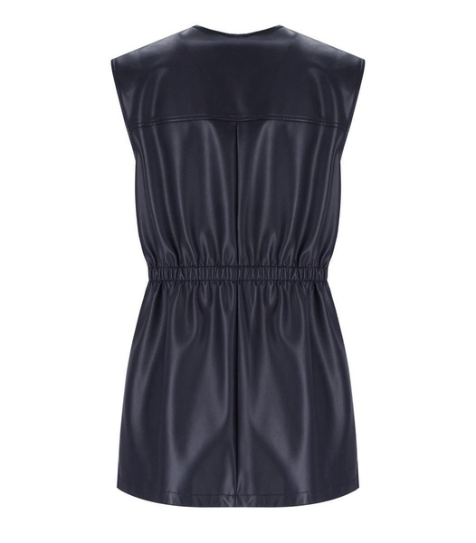 Mm Max Mara Tolone Blue Leather Effect Vest